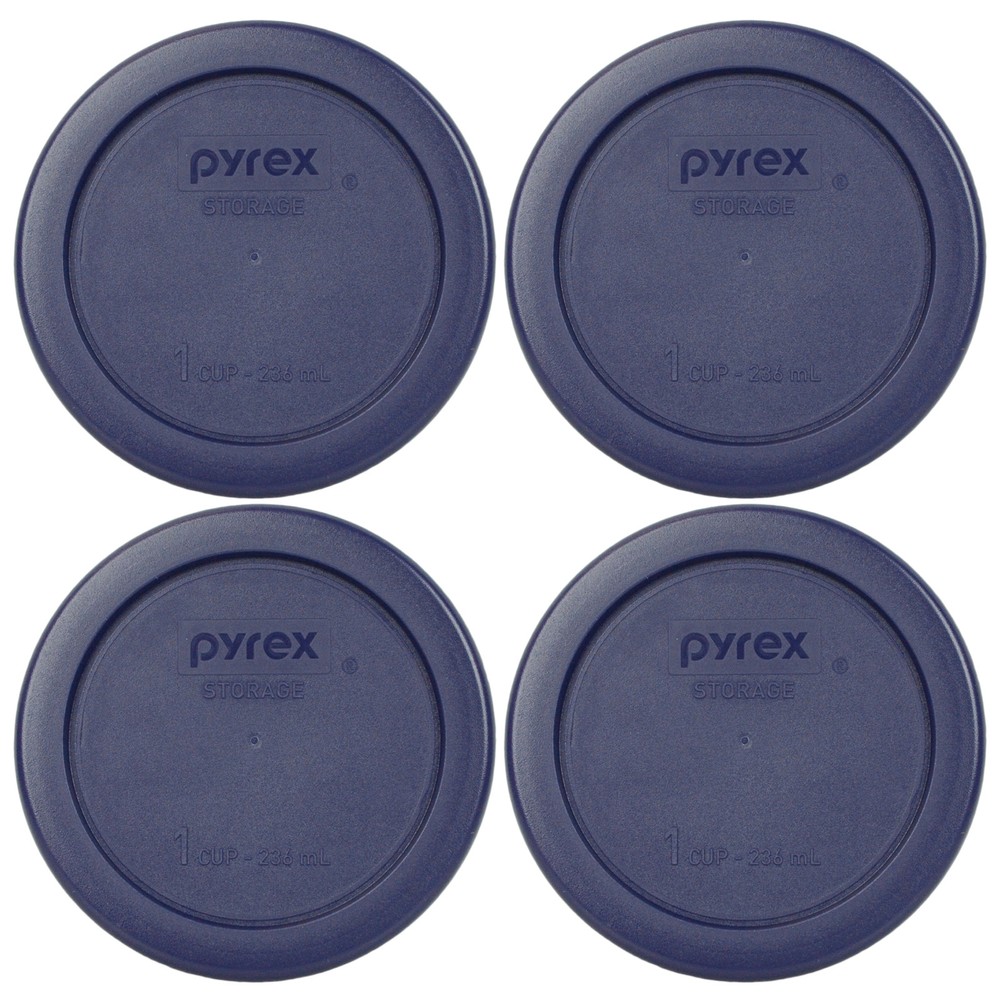 Pyrex 7202-PC 1 Cup Blue Plastic Replacement Lid Cover 4PK For Glass Bowl