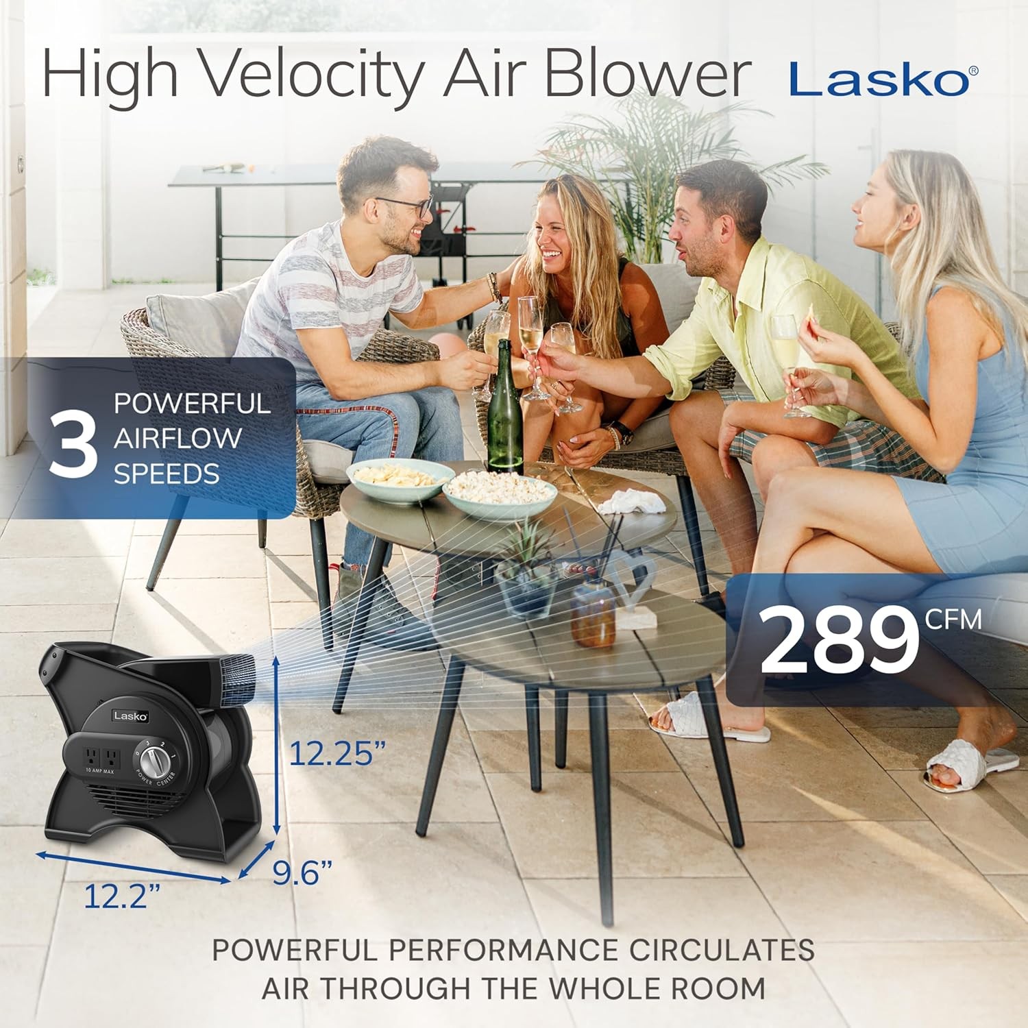 Lasko Portable Utility Fan, 12” 289 CFM Pivoting High Velocity Air Mover Blower gallery