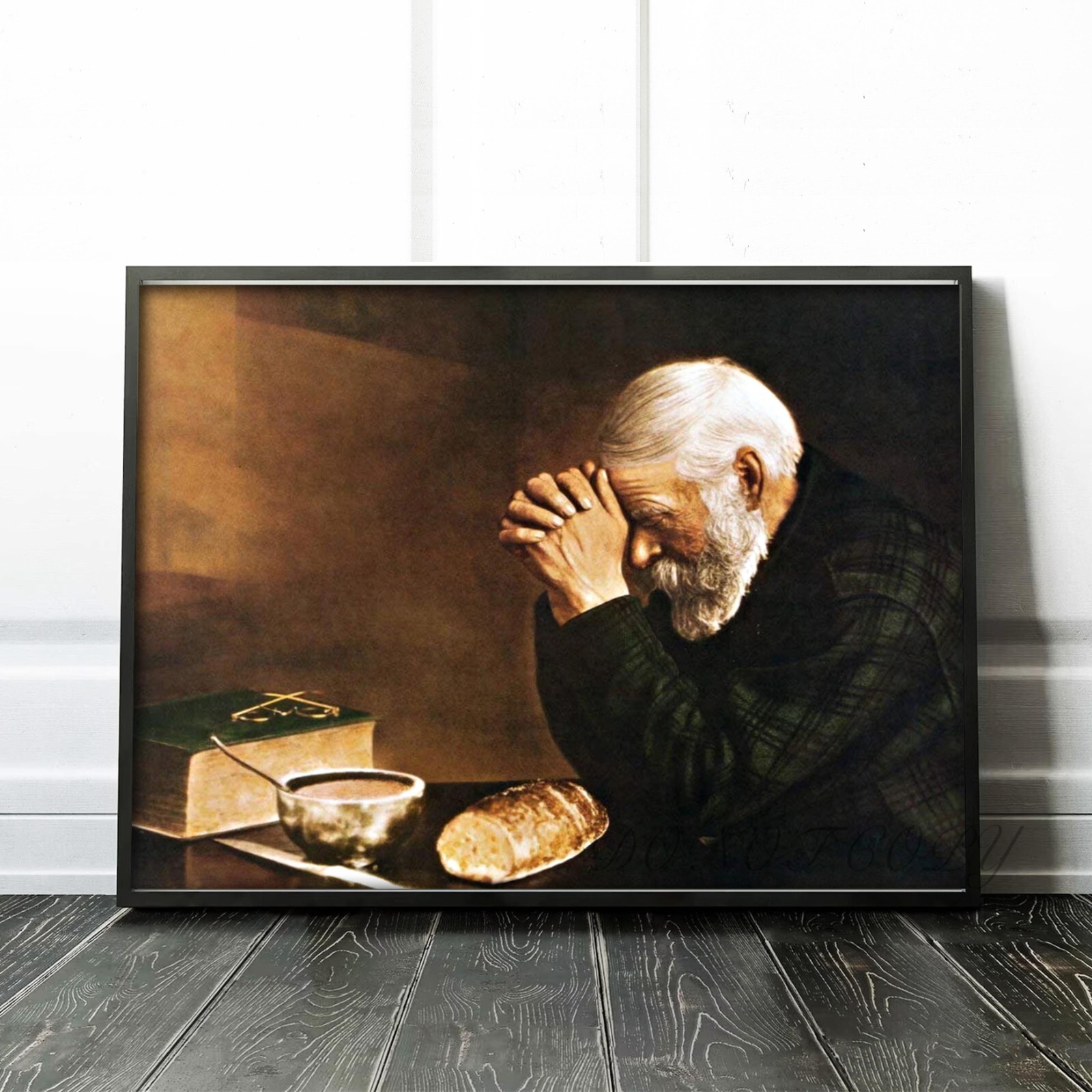 Grace - Man Praying Over Daily Bread Jesus Christian Bible Wall Art Poster Print gallery