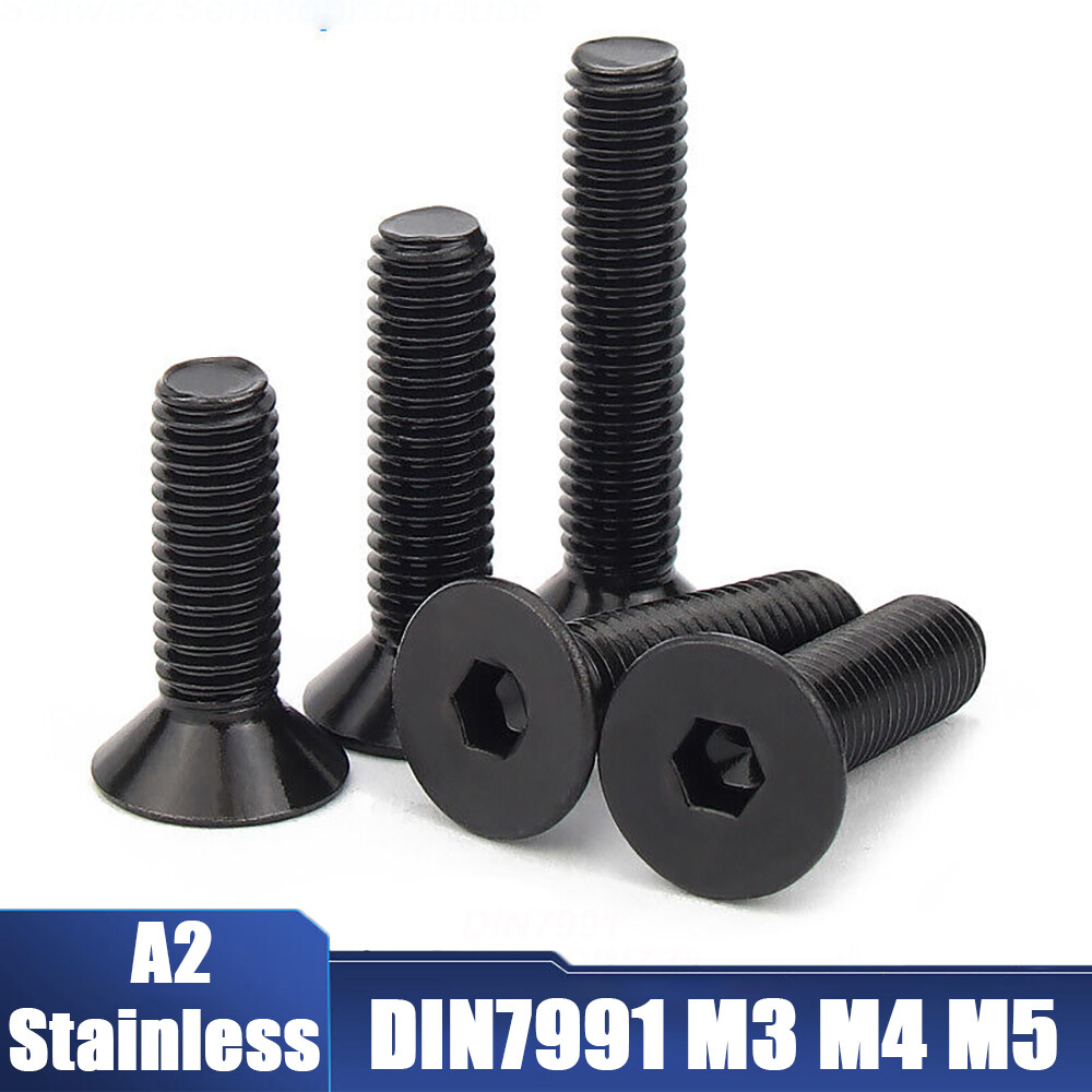 Black A2 Stainless Steel Socket Counter Sunk Screws Allen Key Bolts M3 M4 M5 gallery