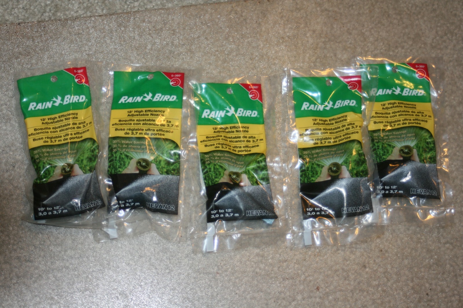 5X Rain Bird HEVAN12 High-Efficiency Spray Nozzle 0° - 360° Adjustable Pattern gallery