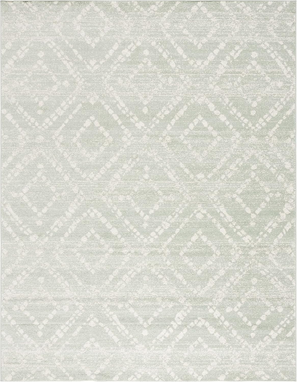 Adirondack 9' x 12' Area Rug - Green & Ivory, Modern Diamond Design gallery