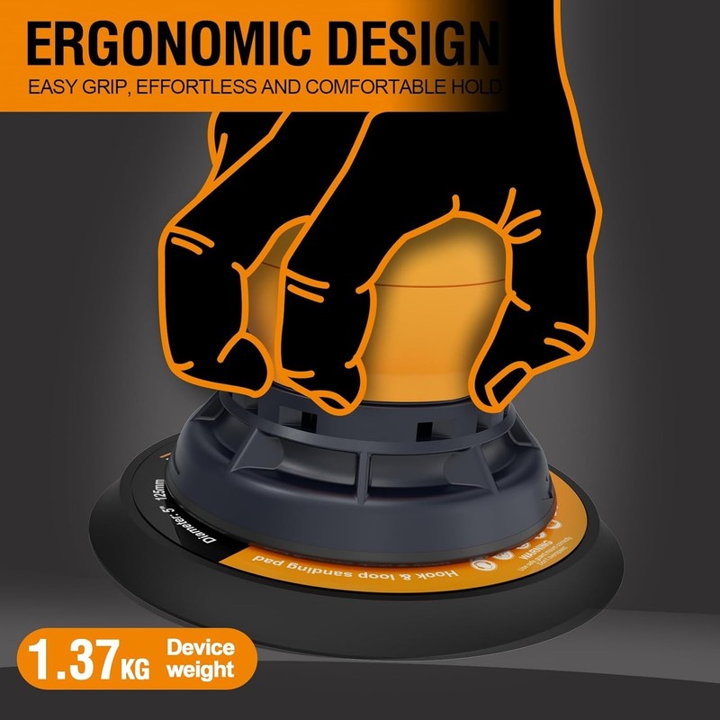 MAXXT Random Orbital Sander,brushless motor,5/6 inch pads,with tool case(orange) gallery