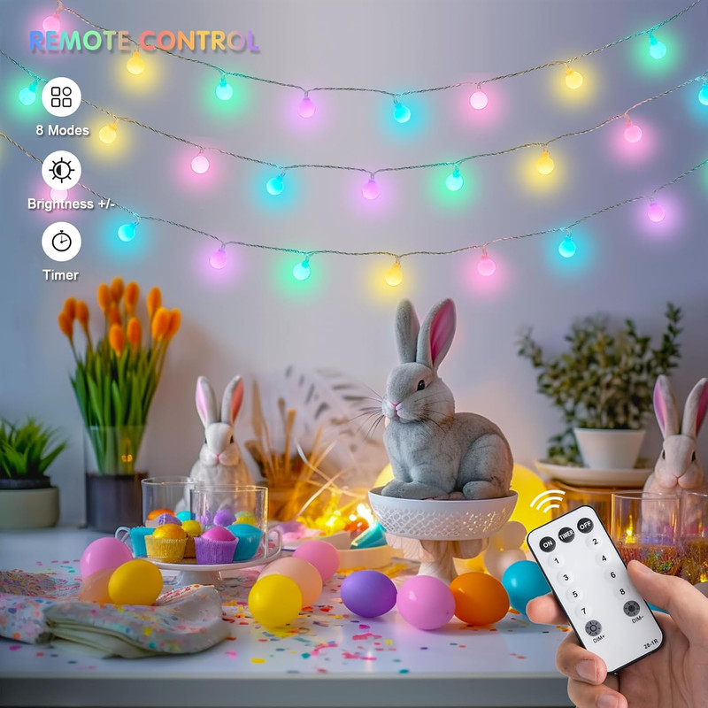 100 LED Connectable Easter Lights String Indoor, 33 Ft Globe String Lights Plug gallery