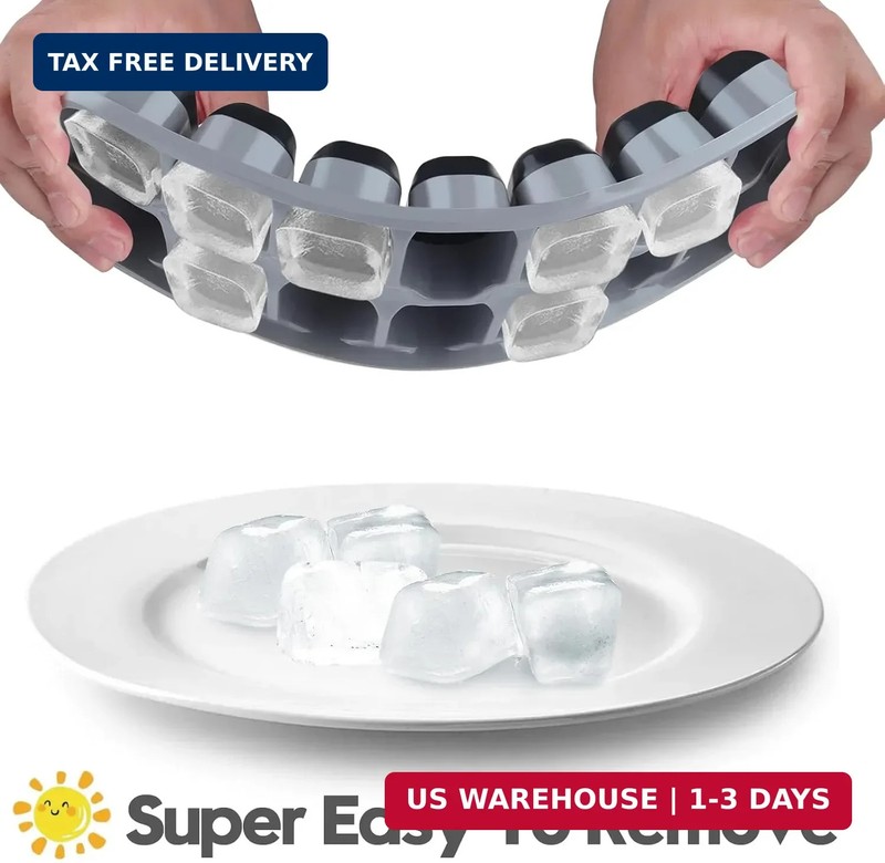 Ice Cube Tray 4 Pack, Easy-Release & Flexible 56 pcs Silicone Ice Cube Trays wit gallery