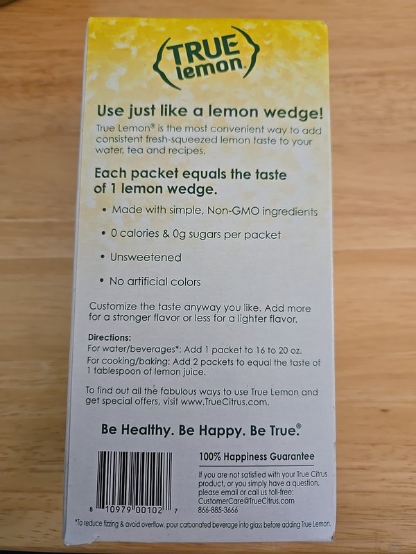 100 Pack TRUE LEMON Water Flavoring Packets - 0 Cal, Fresh Lemon Taste Anywhere gallery