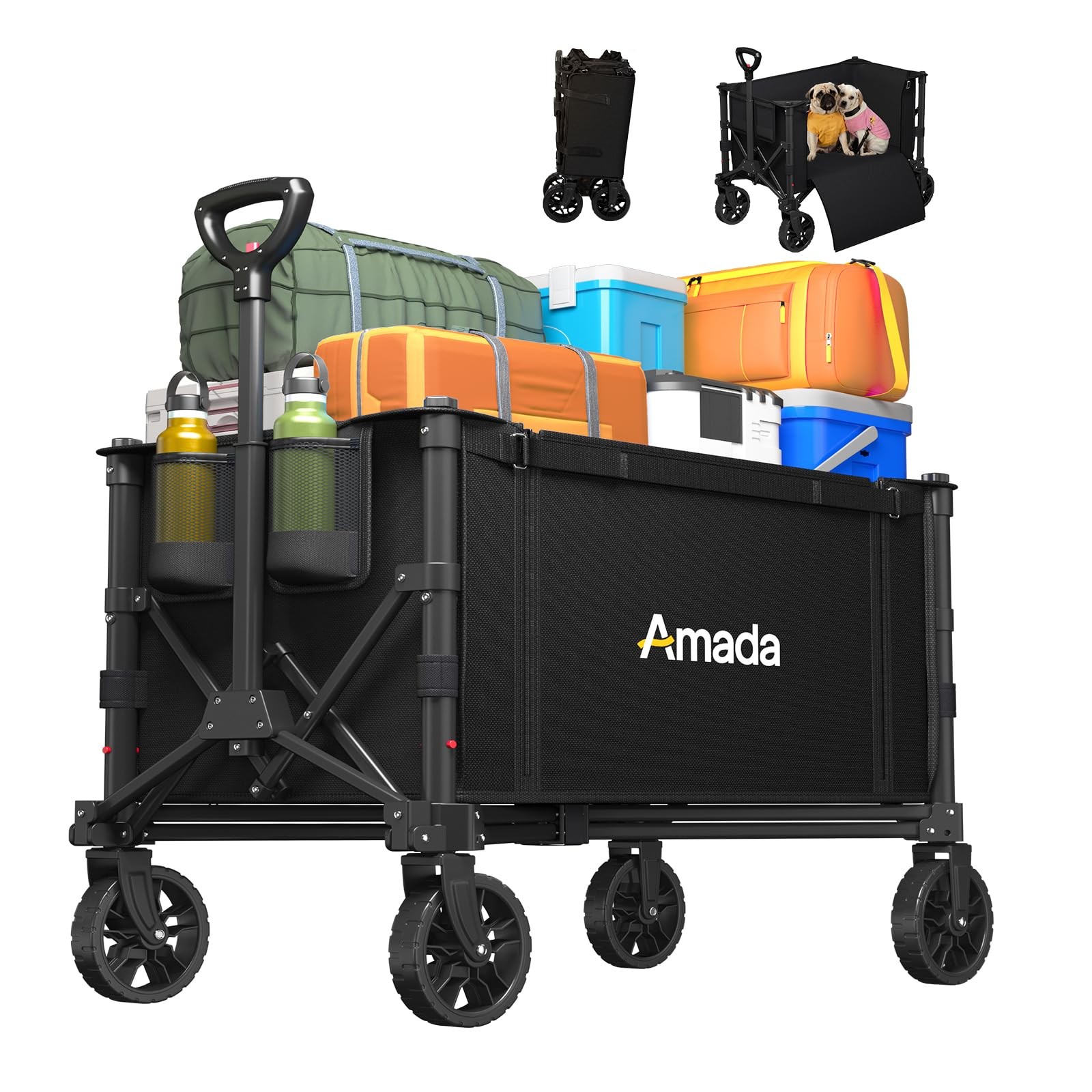 120L Wagons Carts Foldable, Collapsible Wagon Cart with 220 lbs Max Black gallery
