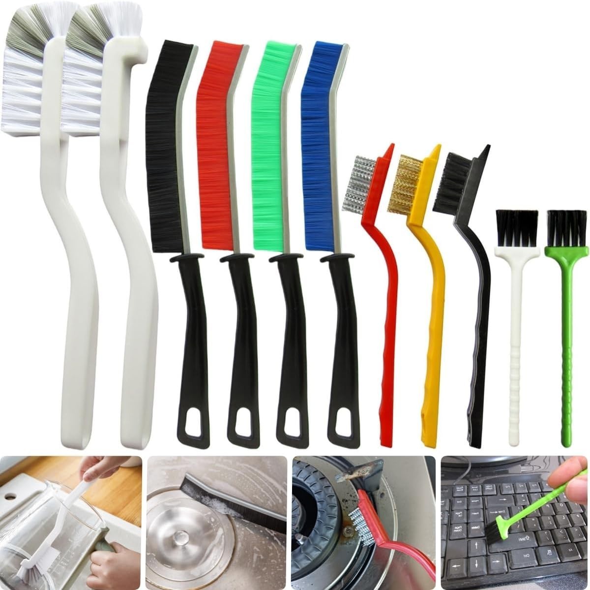 11Pcs Crevice Cleaning Brush Set Hard Bristle Gap Cleaner Brushes gallery