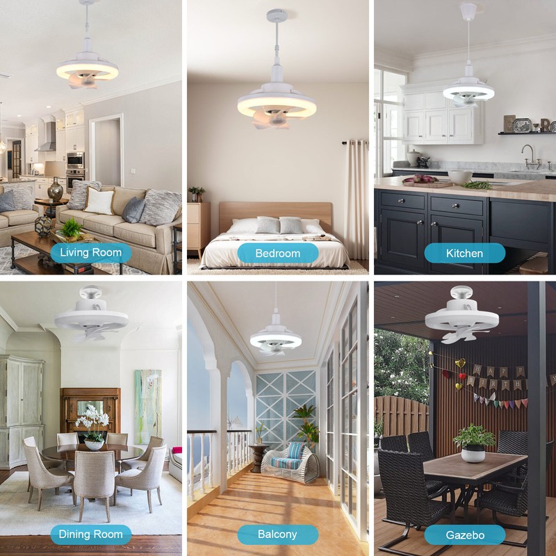 Socket Ceiling Fans With Lights And Remote- Socket Fan Light With Dimmable LED gallery