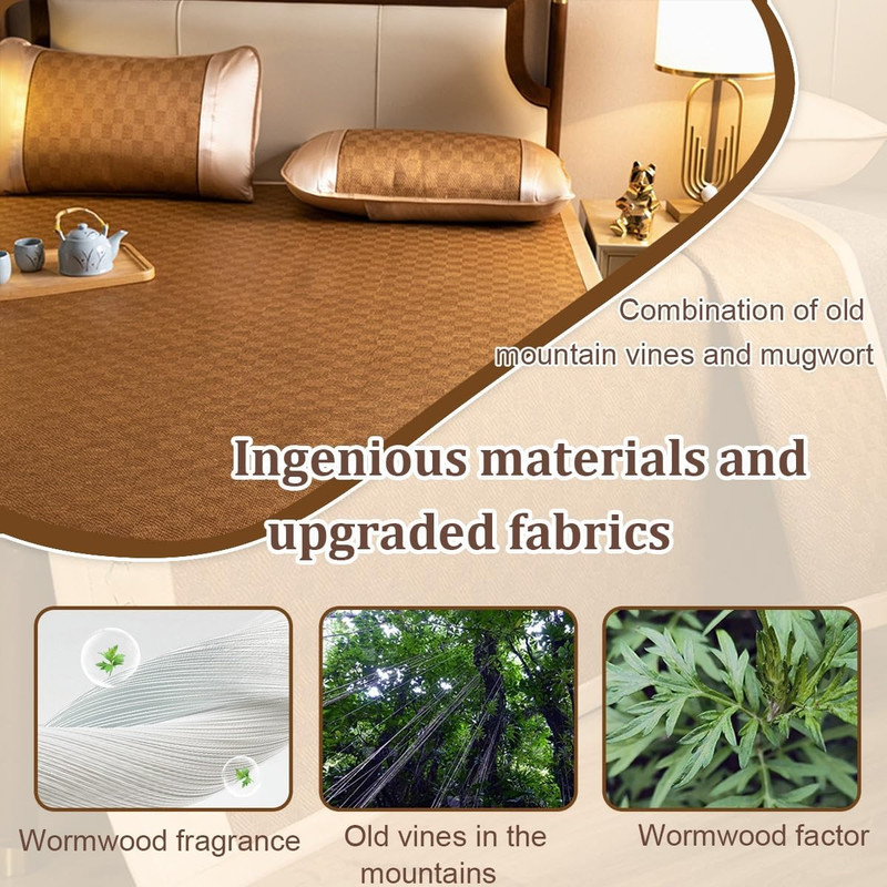Bamboo Summer Sleeping Mat - Double-Sided, Foldable Cooling Mattress Pad 120cm gallery