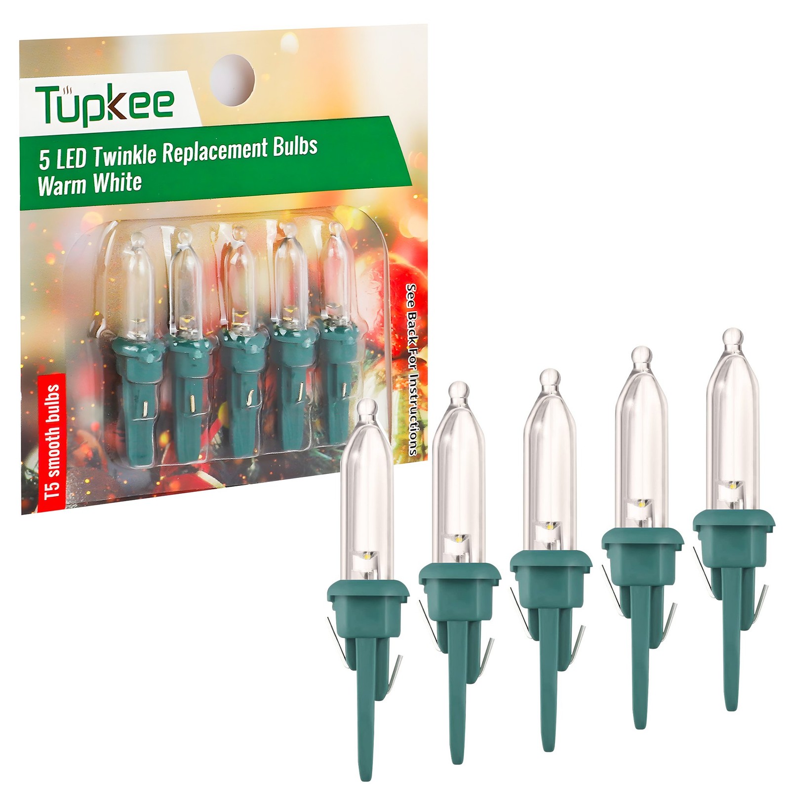 Tupkee LED Replacement Twinkle Bulbs - Warm White – T5 Smooth Bulbs - 5 Bulbs... gallery