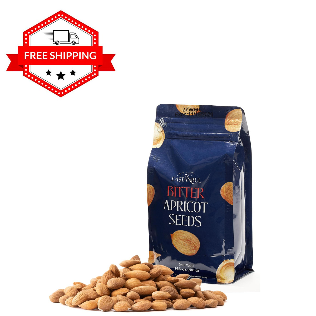 Organic Bitter Raw Apricot Kernel Premium Seeds 14.5 oz Gluten Free Vegan USDA gallery