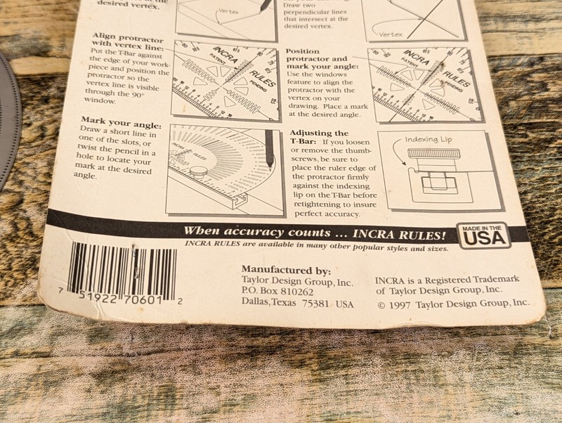 Vintage INCRA RULES 6" Precision Marking Protractor PROTRAC06 Made In USA gallery