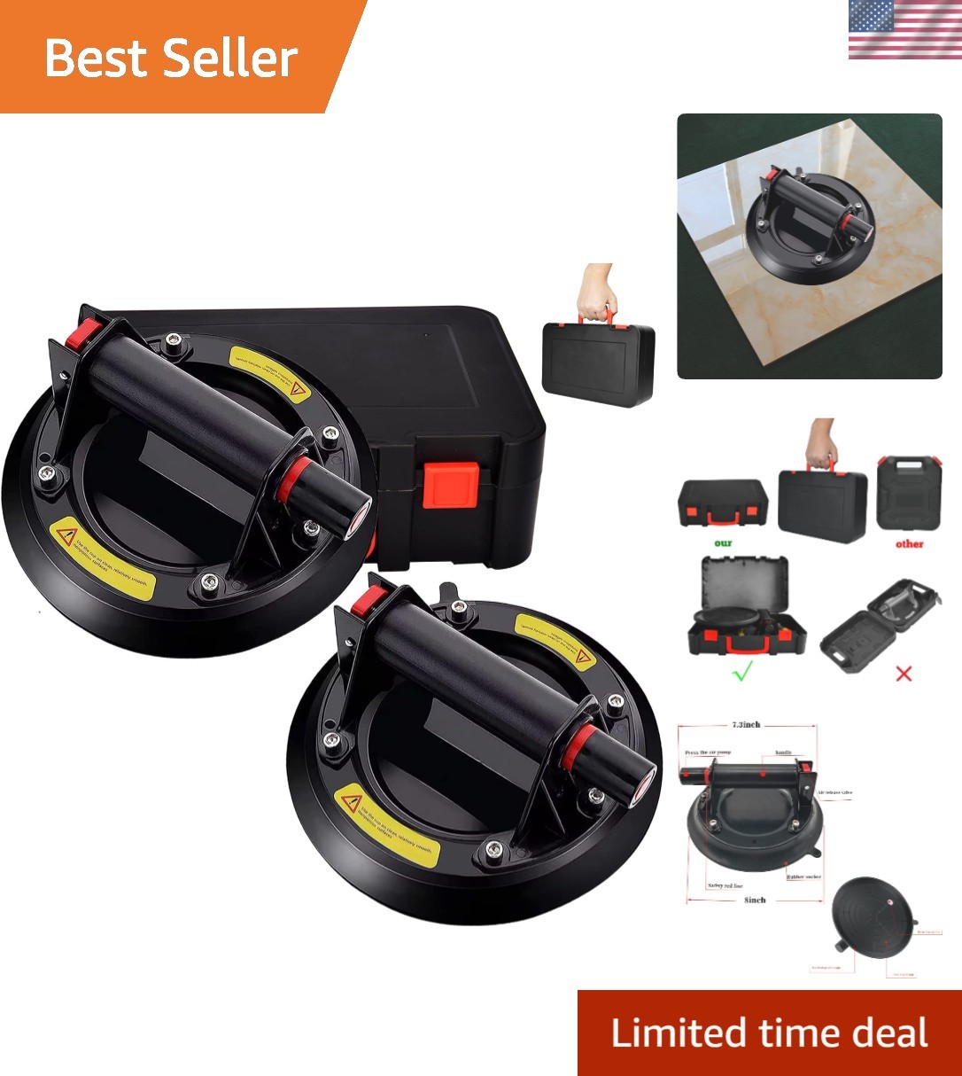 Professional-Grade Heavy-Duty Suction Cups - Max 600 lbs with Safety Features gallery