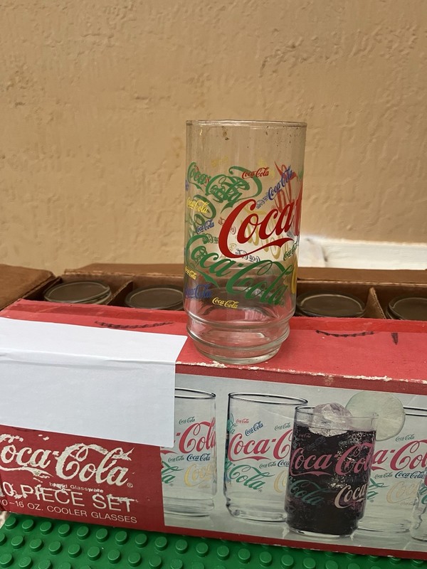 10 Vintage Coca Cola Glasses Multicolor Logo 16 oz Tall Drinking Tumbler New gallery
