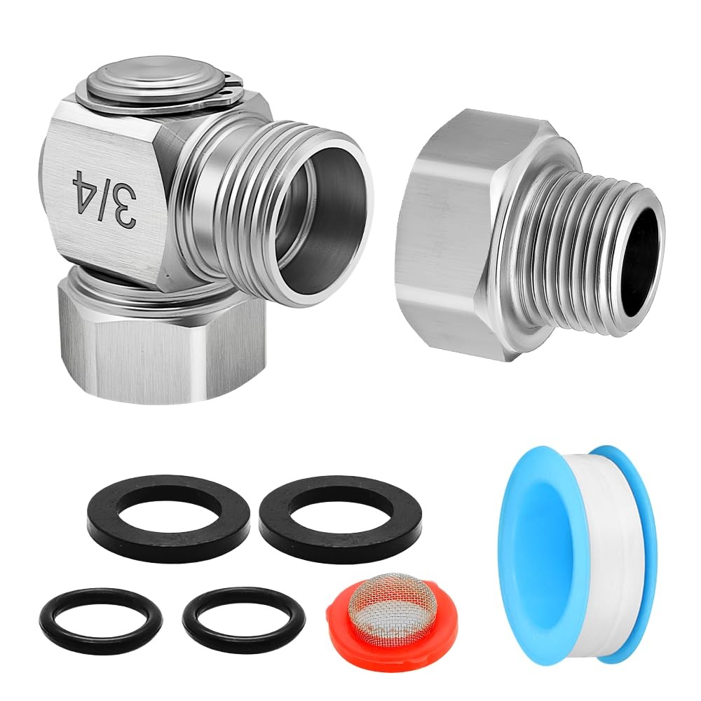 90 Degree Hose Swivel Elbow Kit, 304 Stainless Steel Pipe Swivel Adapter, 3/4... gallery