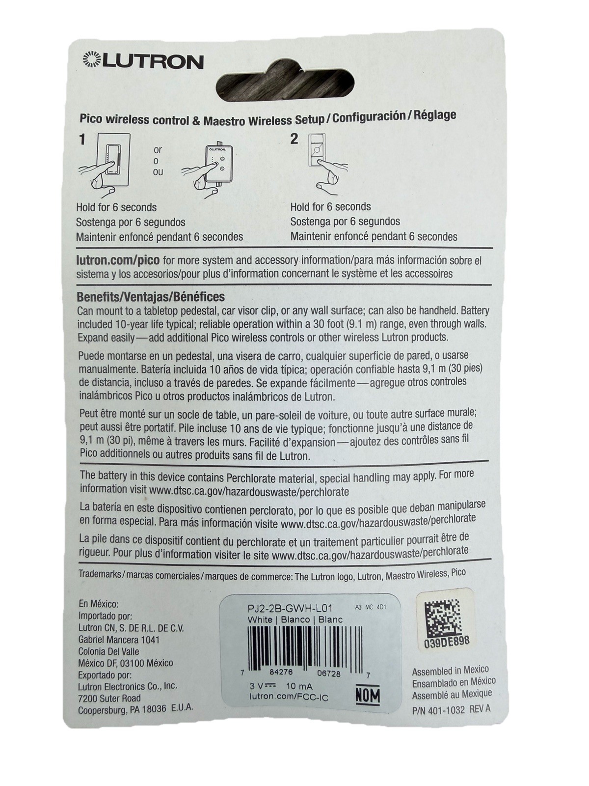Lutron PJ2-2B-GWH-L01 On/Off Switch Pico Remote for Caseta Smart Home White NIB gallery