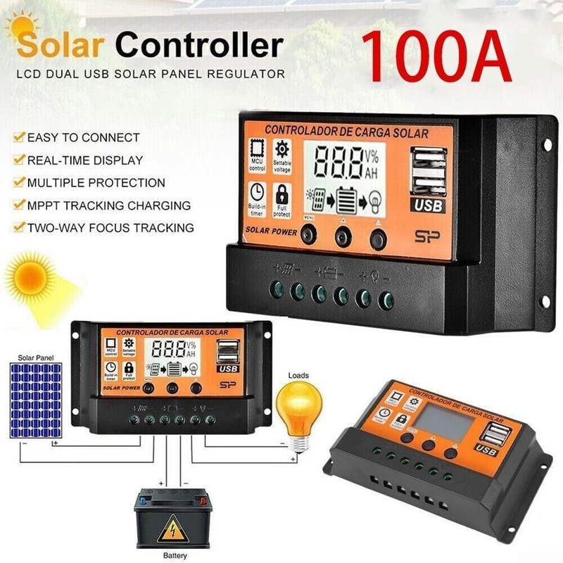 100A MPPT Solar Panel Regulator Charge Controller Auto Focus Tracking 12/24V US gallery