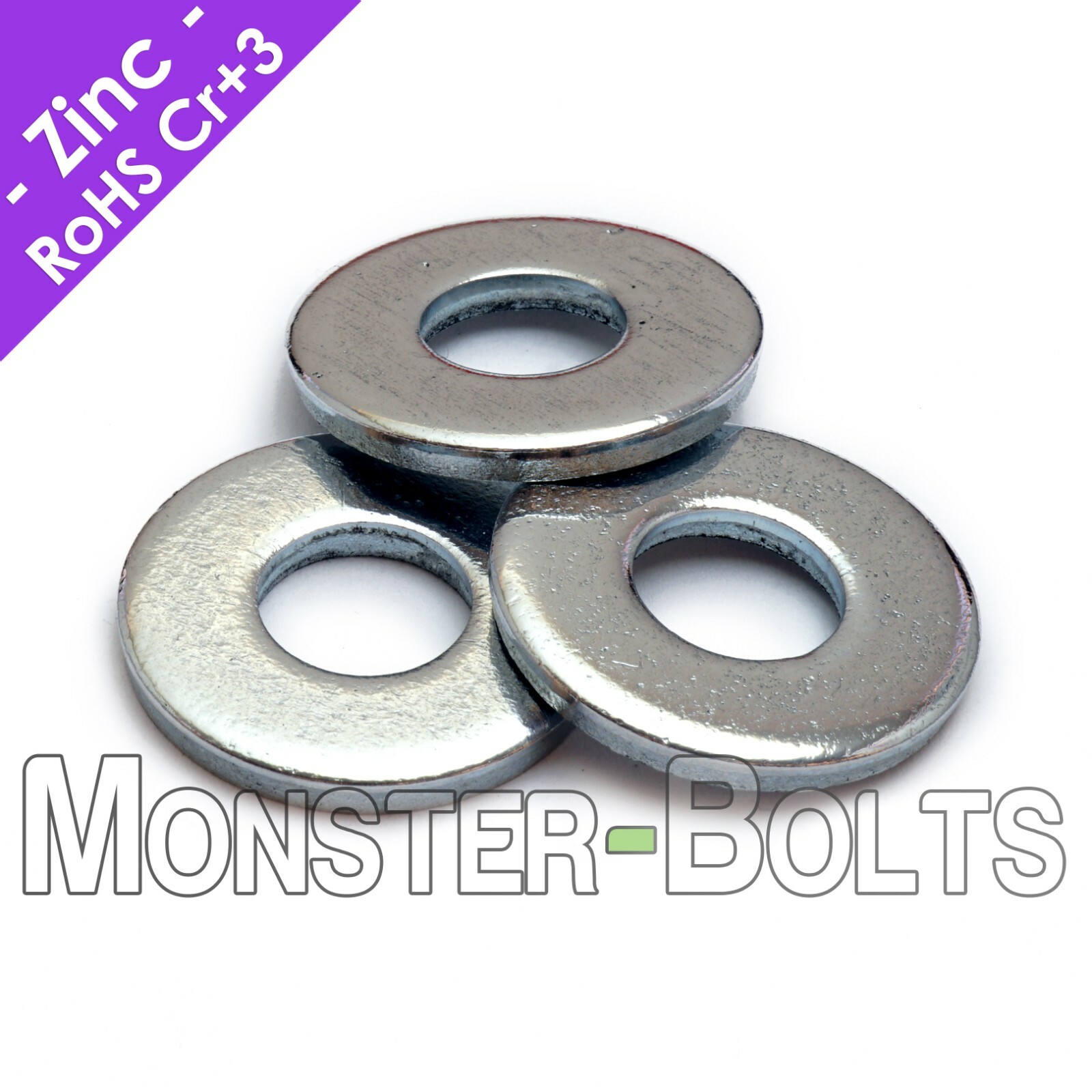 US / Inch - USS Flat Washers, Cr+3 Zinc Plated Steel, #10 3/16" 1/4" 5/16" 3/8" gallery