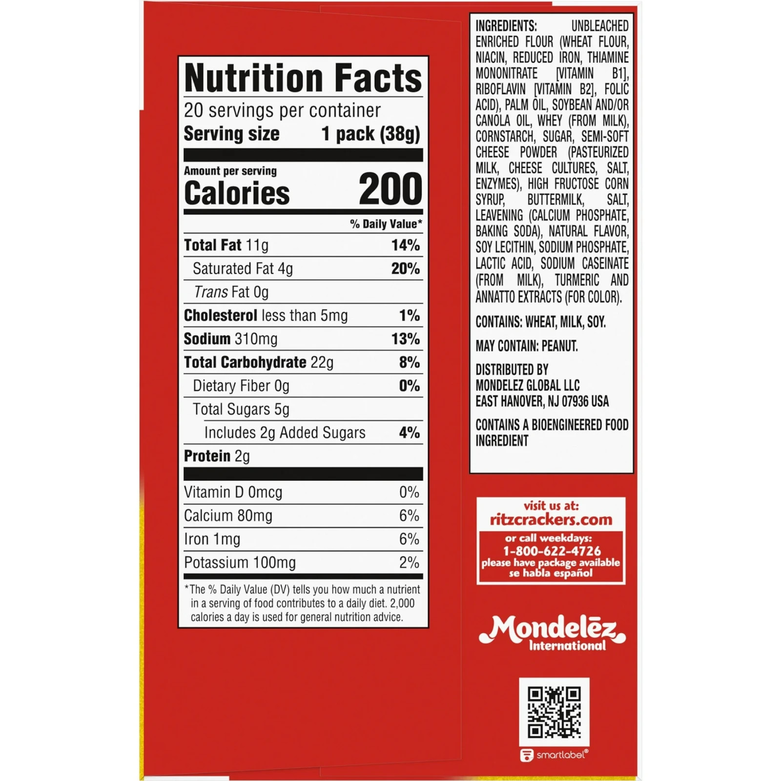 RITZ Cheese Sandwich Crackers, Lunch Snacks, 20 Snack Packs (6 Crackers Per Pack gallery