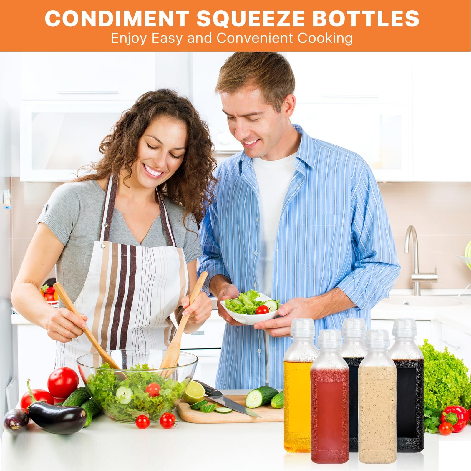 16 Oz Condiment Squeeze Bottles, 5 Pack Plastic Squeeze Squirt Bottle with Flip gallery