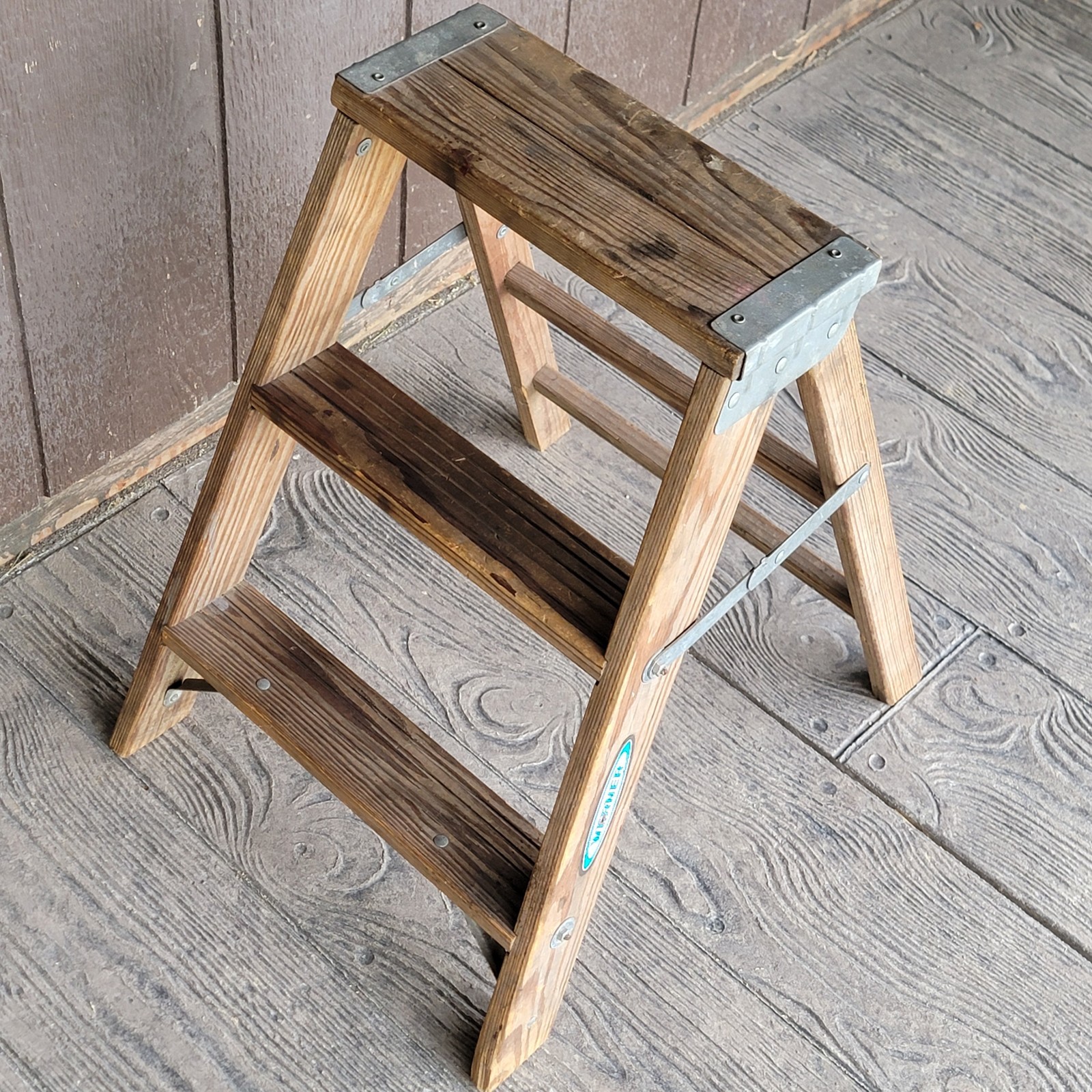 2 ft Wooden WERNER Step Ladder Rustic Folding Stool Home Decor Utility Wood DIY gallery