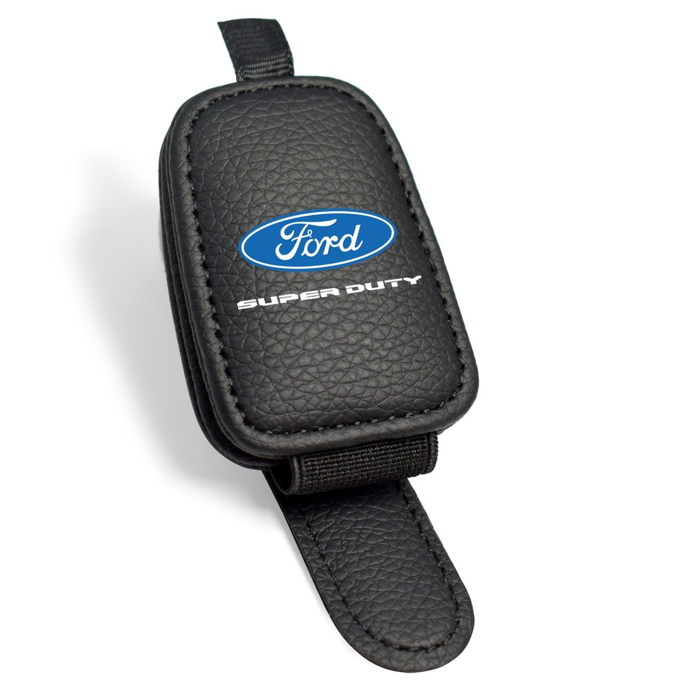 Ford Super-Duty Rectangle Black Leather Magnetic Sunglass Sun Visor Holder
