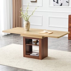 Expandable Dining Table w/storage space,59″ to 71″ kitchen Dining Table Walnut