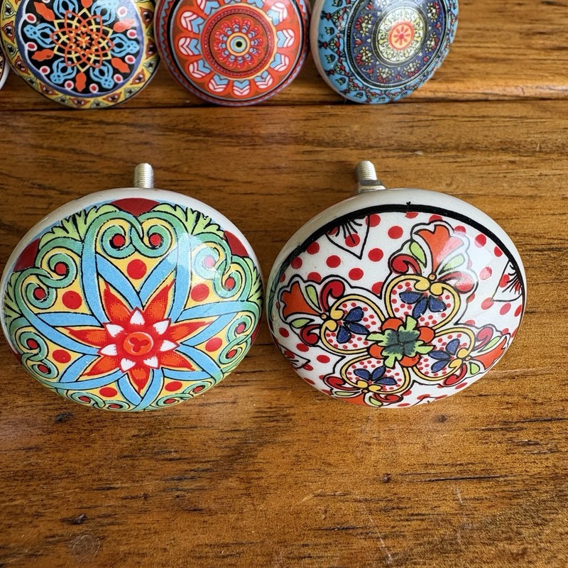 Multicolor Mandala Ceramic Knobs Kitchen Cabinet Drawer Cupboard pulls Set of 10 gallery