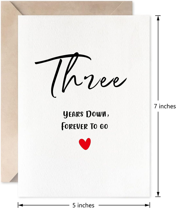Third Anniversary Card, Three Years down Forever to Go, Romantic 3Rd Valentines gallery