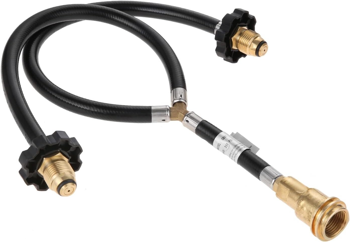 Y-Splitter Dual Propane Tank Converter Hose Adapter Two Way POL Inlet gallery