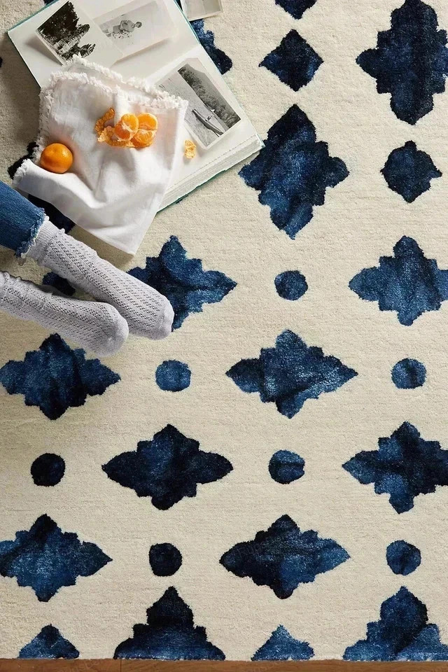 Hand-Tufted Moroccan Tile Rug – Modern Handmade Carpet for Living Room Decor gallery