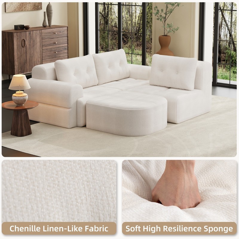112" L-Shaped Sectional Sofa Modular Cloud Couch w/ Chaise, Boneless No Assembly gallery