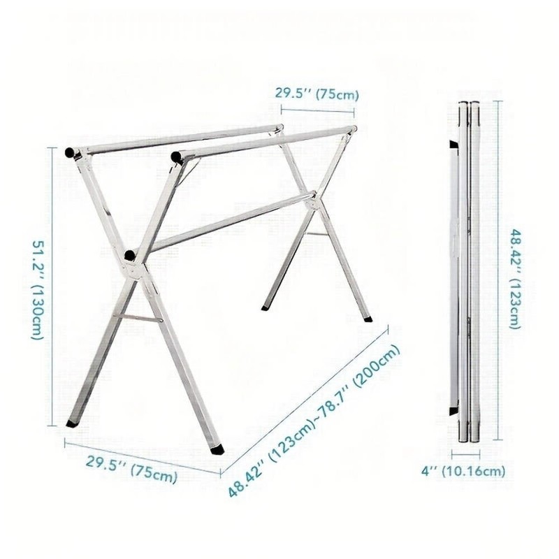 Extendable 48.4"-78.7" Folding Laundry Rack Indoor Outdoor Clothes Dryer gallery