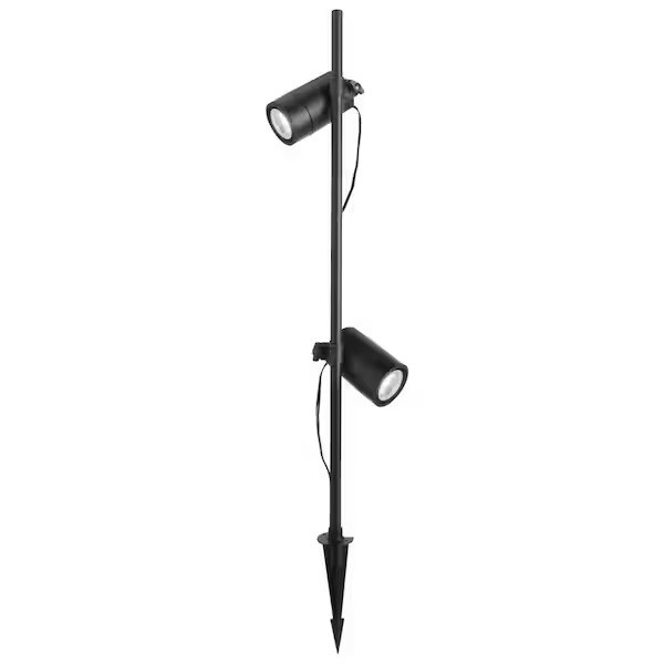 Hampton Bay Dual Spot Light Pole Low Voltage LED Landscape Light Black Finish gallery
