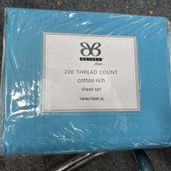Twin XL Sheet Set BIBB 200 Thread Count BRAND NEW EXTRA DEEP FITTED AQUA