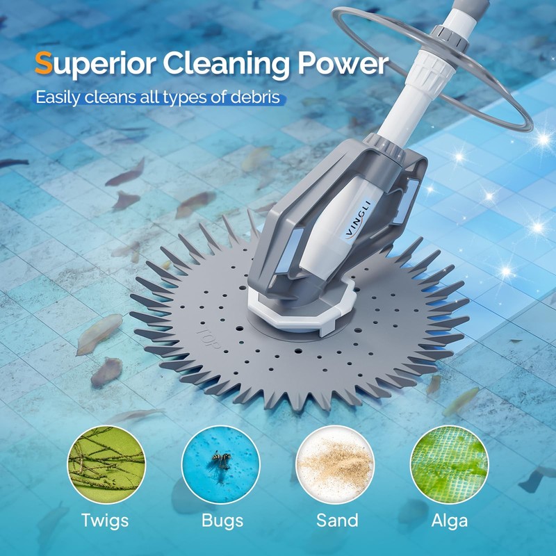 VINGLI Pool Vacuum Cleaner Automatic Sweeper Swimming Creepy Gray&White gallery