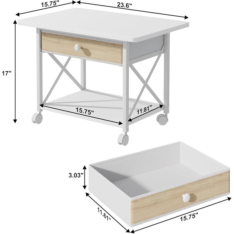 2 Tier Printer Stand W/ Rolling Casters Under Desk Storage Printer & Scanner New gallery