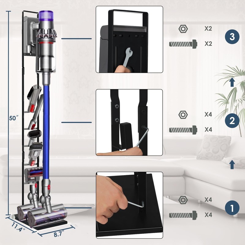 Vacuum Stand with Dyson V15 V11 V10 V9 V8 V7 V6 with Wheels,Heavy Base Metal ... gallery