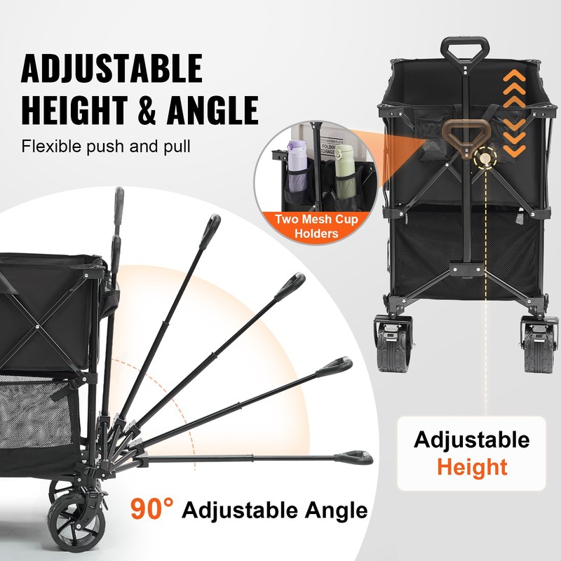 VEVOR Collapsible Folding Wagon 400L Beach Wagon Cart Heavy Duty 225 lbs gallery