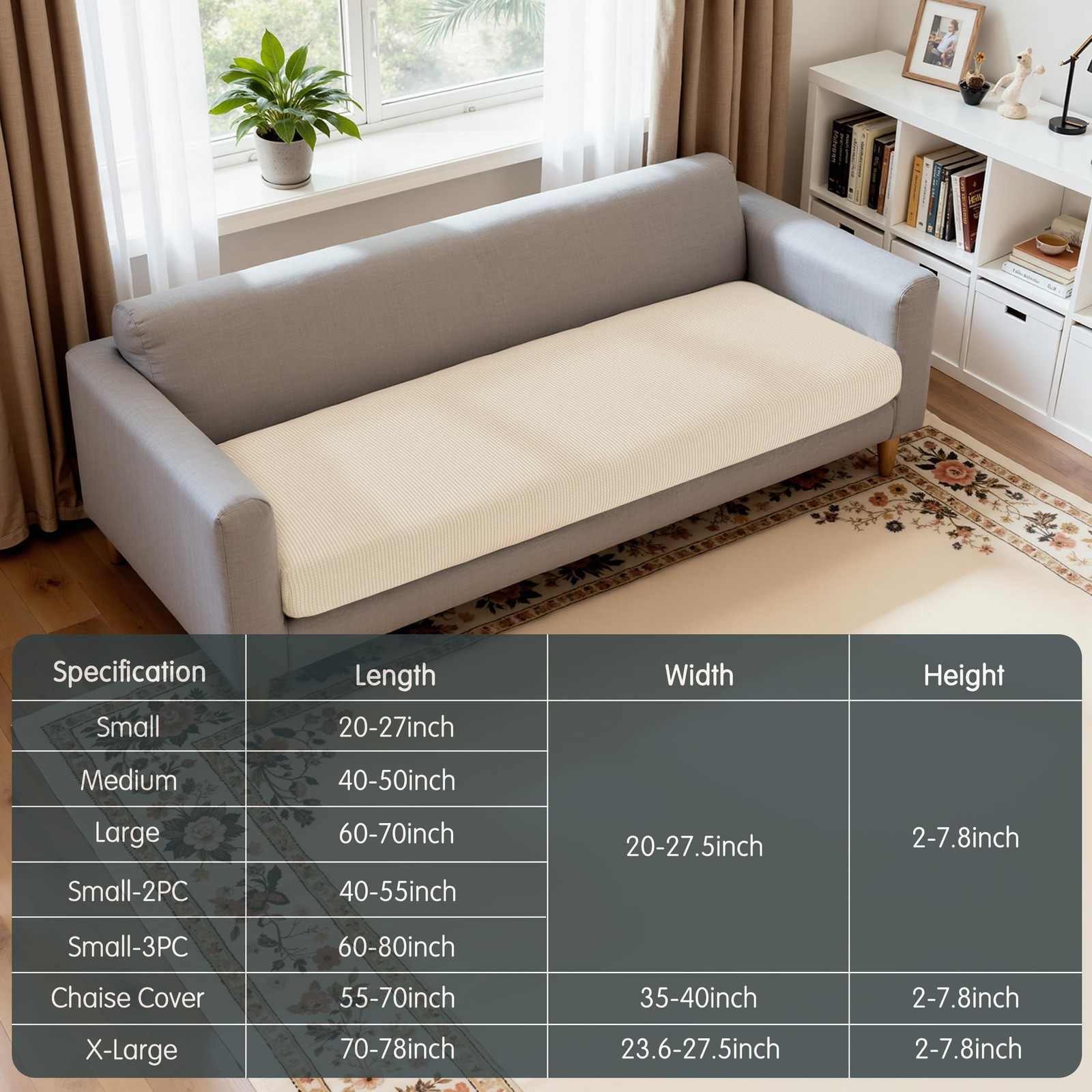Hokway Stretch Couch Cushion Slipcovers X-Large Reversible Cushion Replacemen... gallery