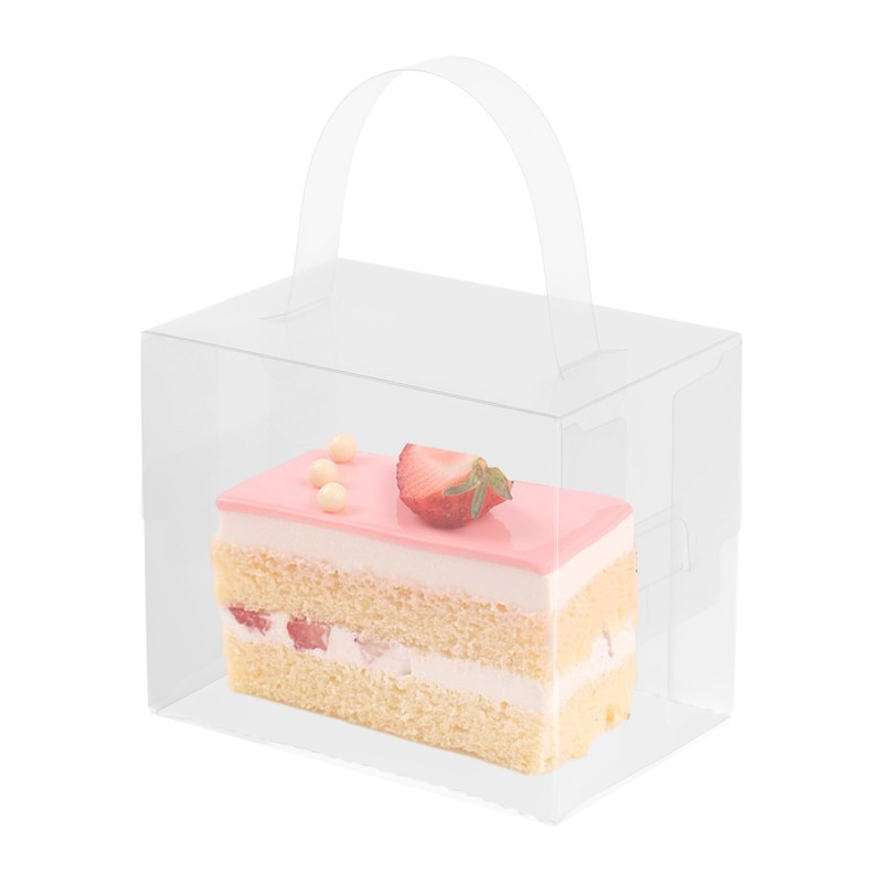 50 Pack Clear Cake Boxes With Handle 12 × 10 × 8 cm PET Cardboard Base gallery