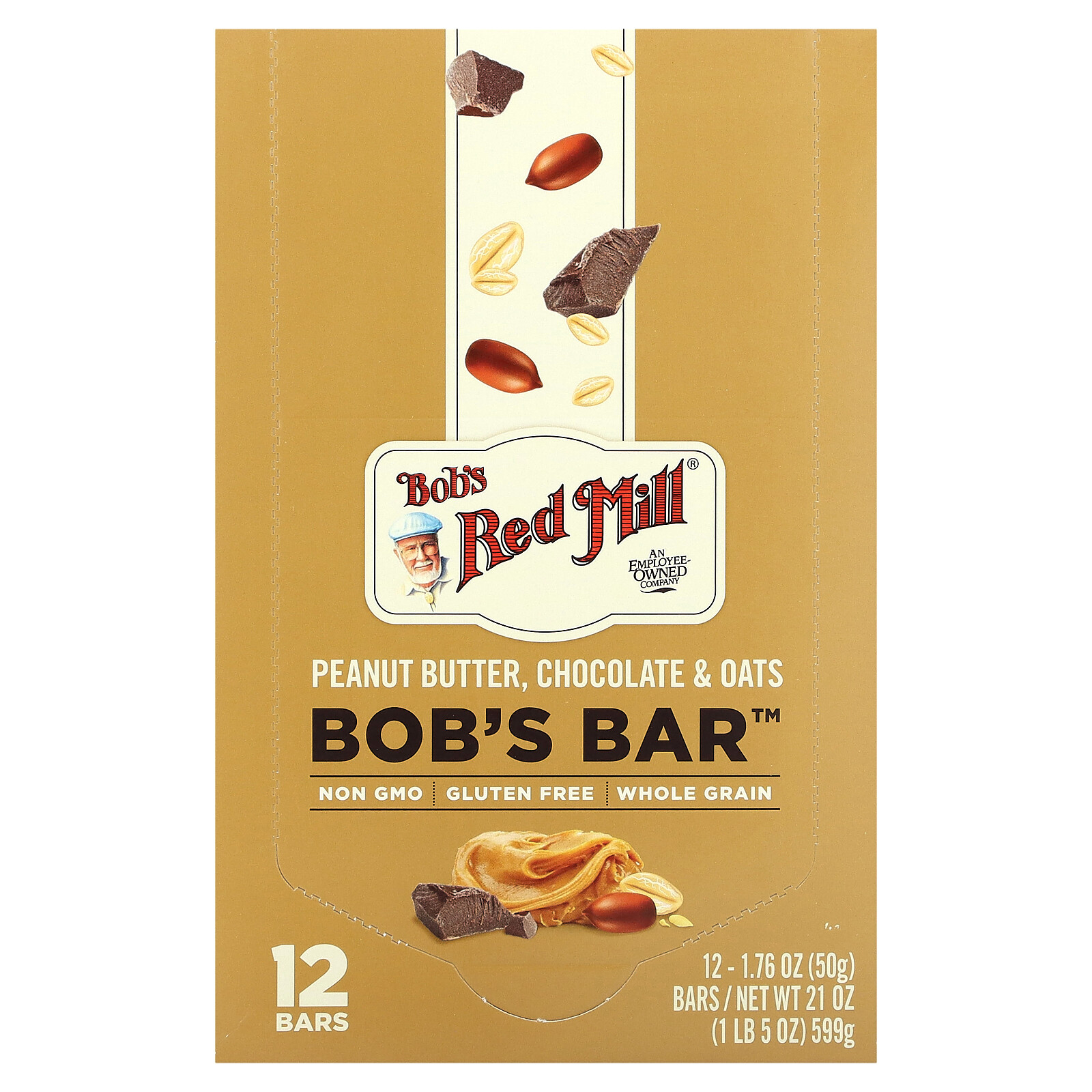 Bob's Bar, Peanut Butter, Chocolate & Oats, 12 Bars, 1.76 oz (50 g) Each gallery
