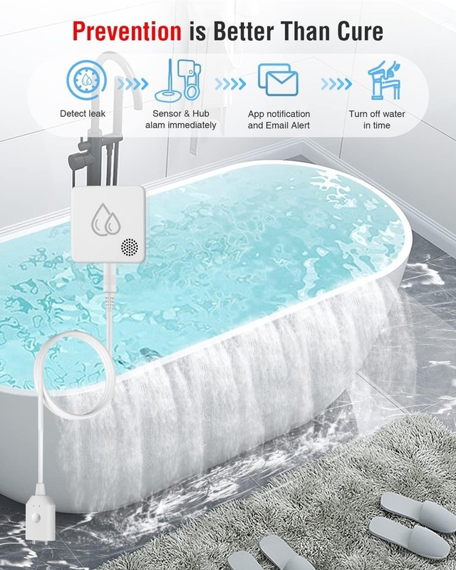 SW2 Water Leak Detector Sensor with 95dB Alarm, No Subscription Fee, Home Wir... gallery