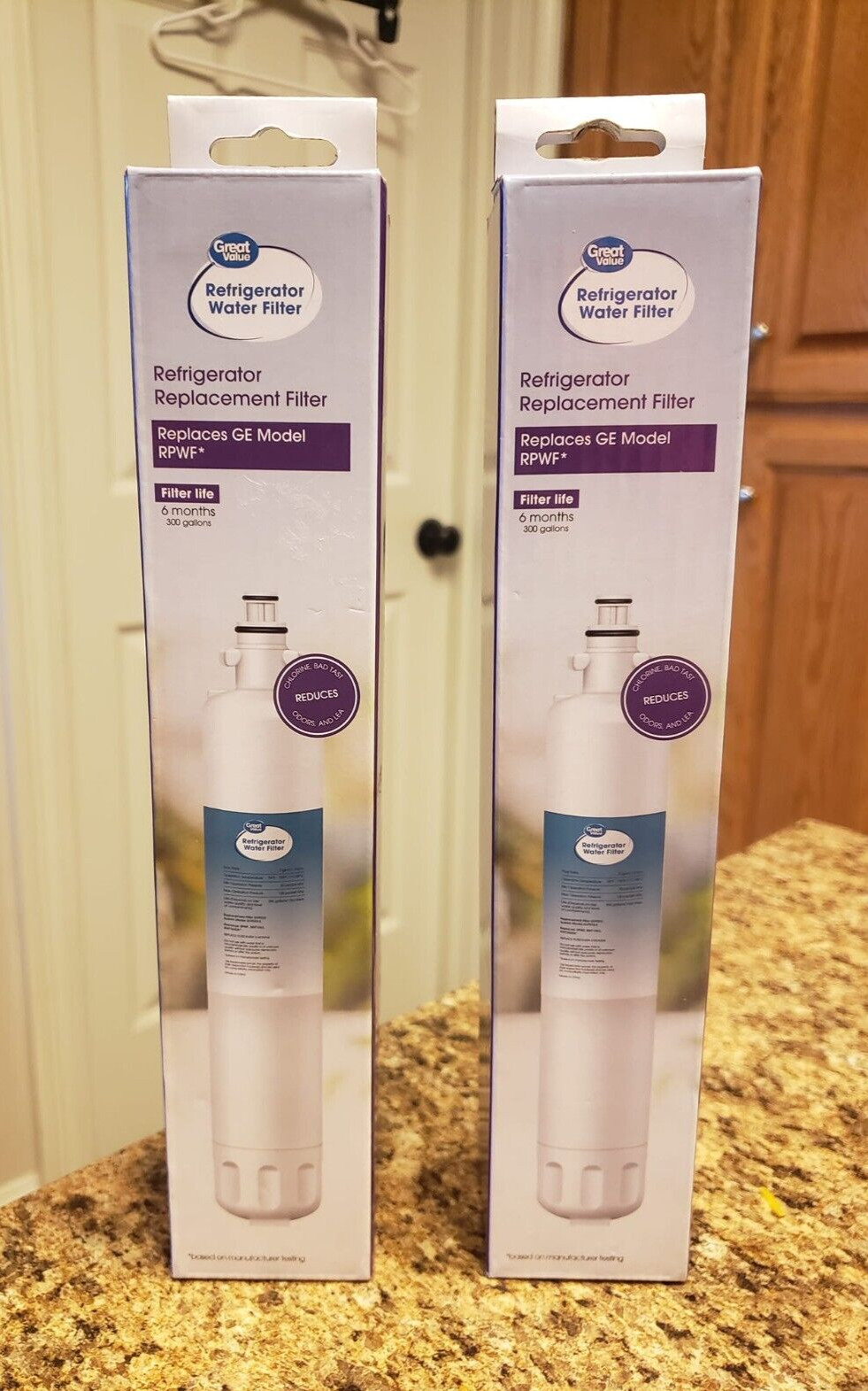 Great Value Refrigerator Water Filter LOT (2) for GE Model RPWF 6months 300 gal gallery