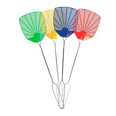 PIC WIRE Plastic Assorted Colors Metal Handle Fly Swatter (Pack of 24)