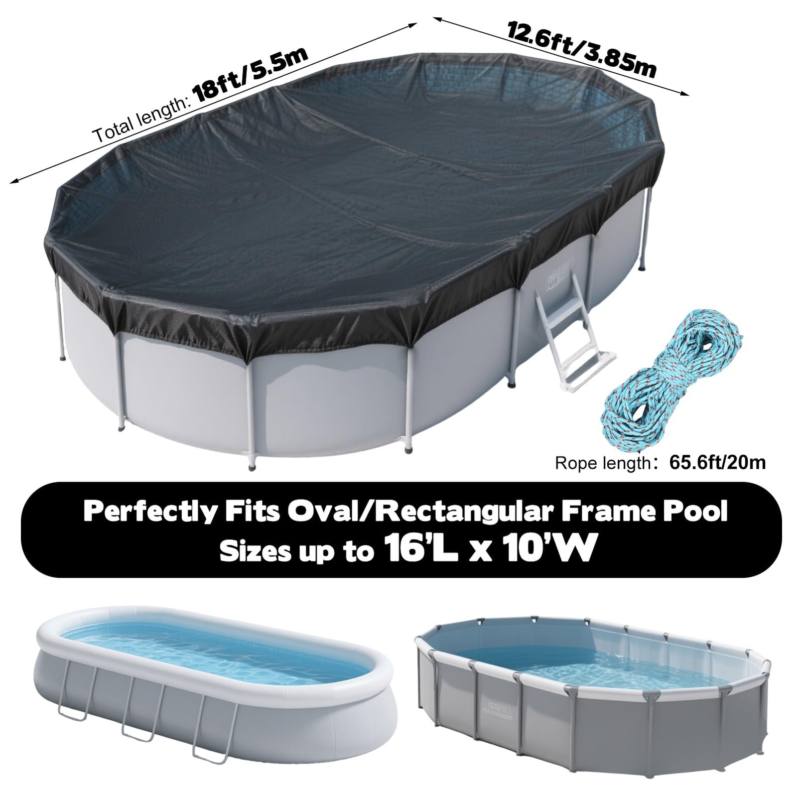 10 x 16 Oval Pool Leaf Net Cover with String, Oval Winter Mesh Pool Cover Lea... gallery