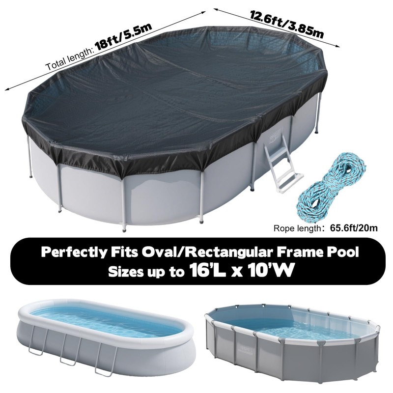 10 x 16 Oval Pool Leaf Net Cover with String, Oval Winter Mesh Pool Cover Lea... gallery