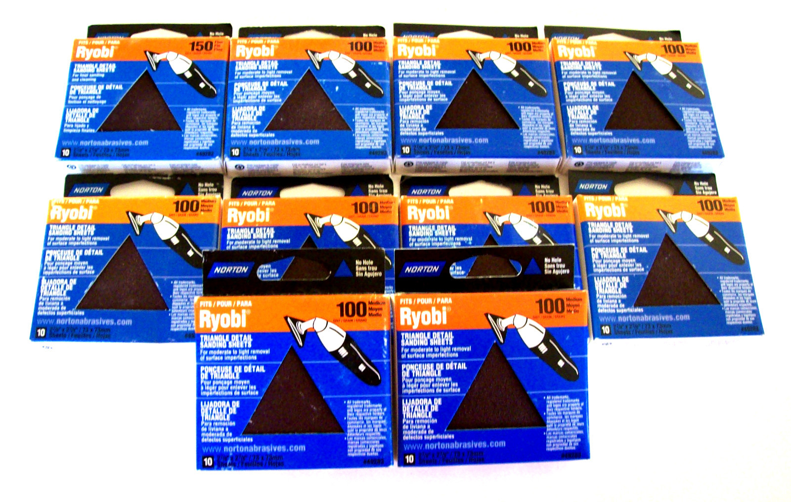 100 NORTON TRIANGLE DETAIL SANDING DISC SHEETS 100 GRIT 49283 FITS RYOBI USA gallery
