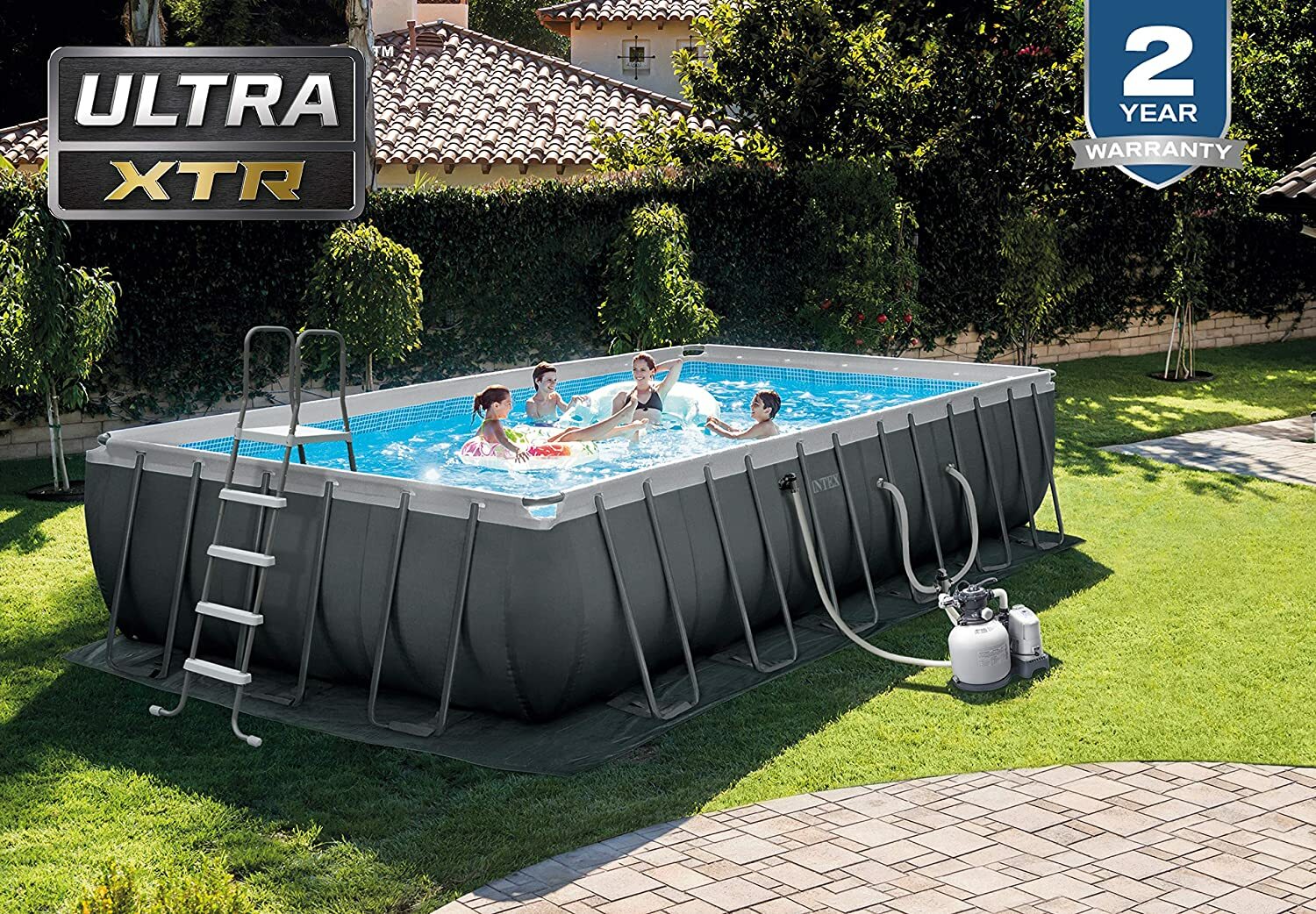 12' x 24' x 52" Rectangular Ultra XTR Above Ground Swimming Pool Package gallery